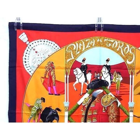 Hermes Plaza DE Toros [bullring] Carré 90 Silk Large Scarf Stole Shawl - Picture 2 of 5
